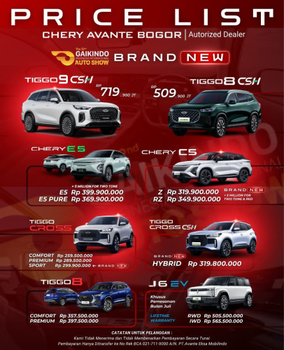 Pricelist Harga Chery karangbahagia 2025